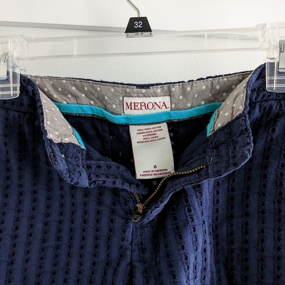 Merona Cotton Eyelet Navy Blue Shorts - Size 6 - Picture 4 of 4